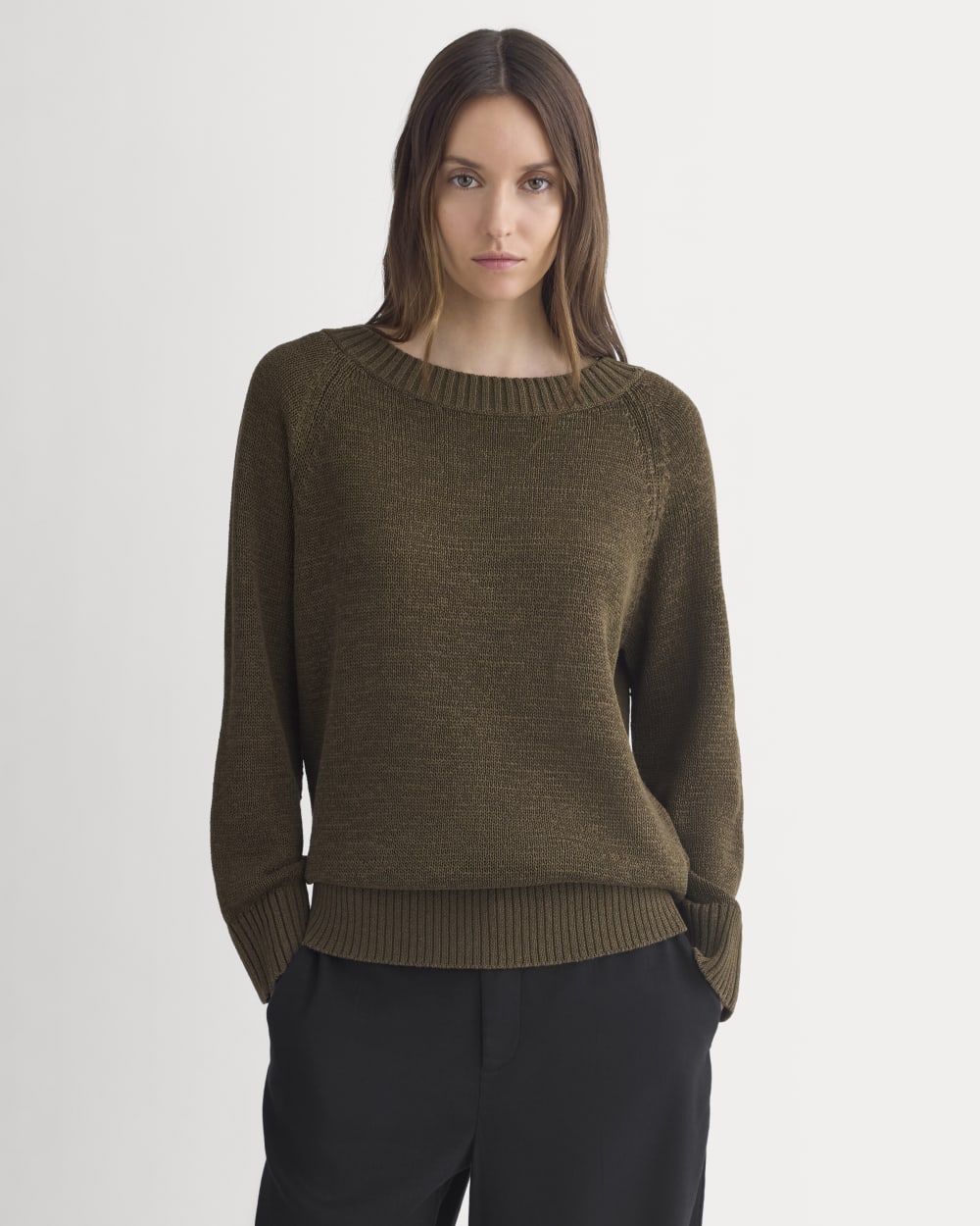 Wide-Neck Crew Sweater – Beech