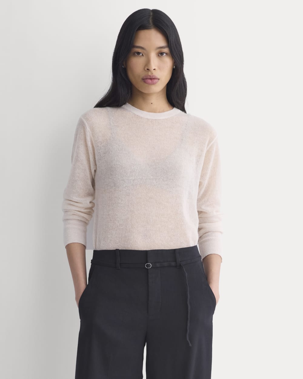 The Air Alpaca™ Relaxed Crew Top | Soft Pink