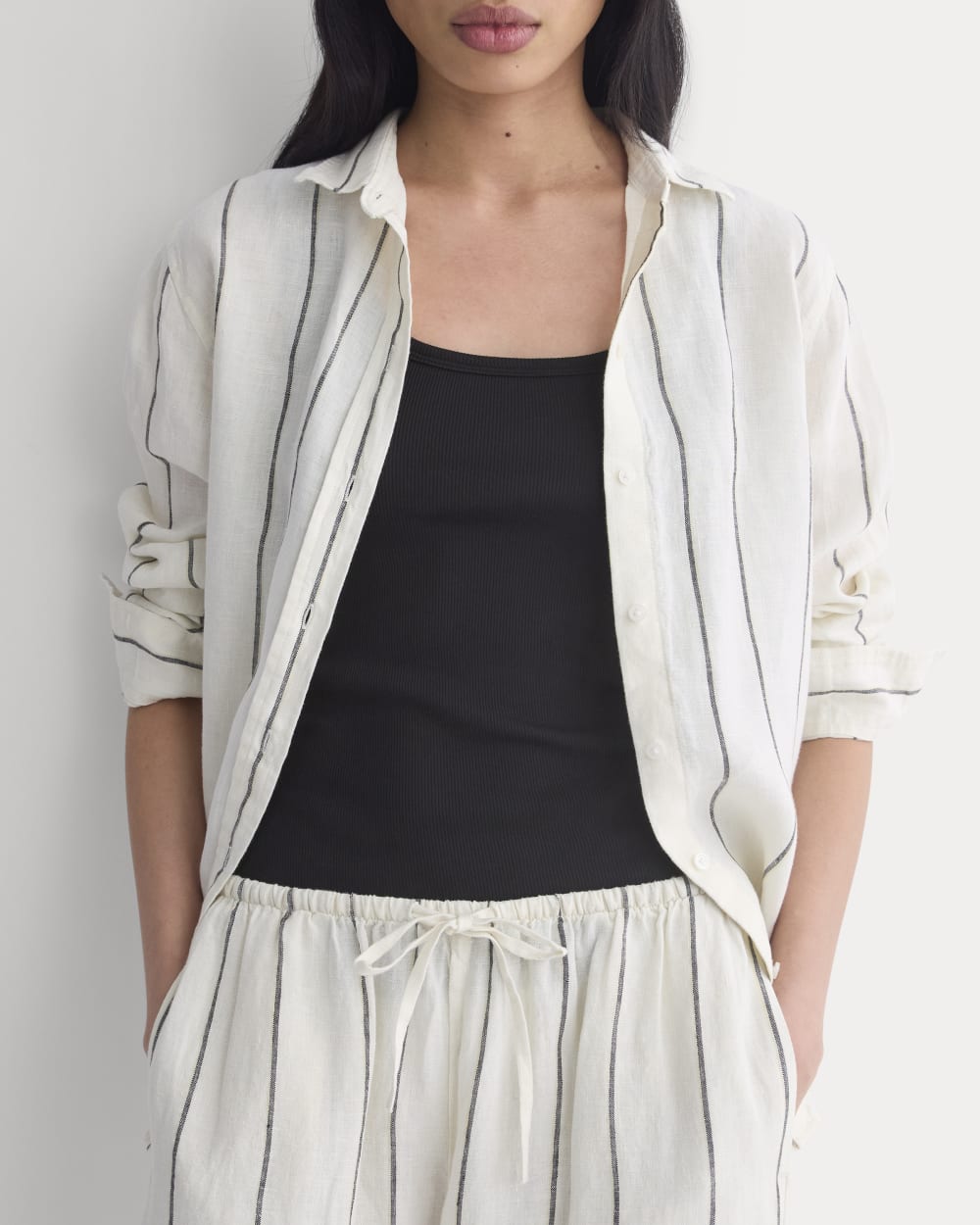 The Drawstring Pant in Linen | Gardenia/Meteorite