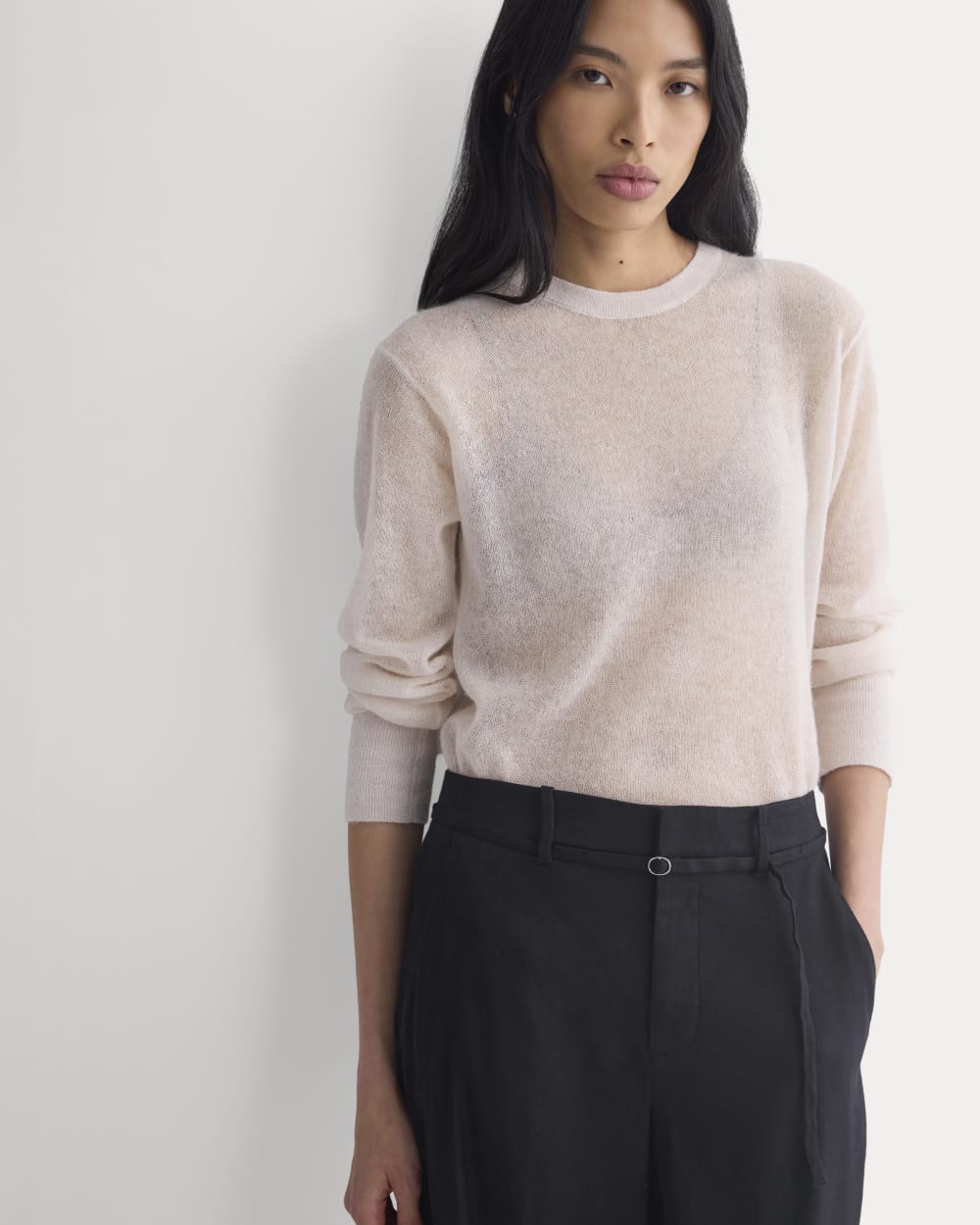 The Air Alpaca™ Relaxed Crew Top | Soft Pink