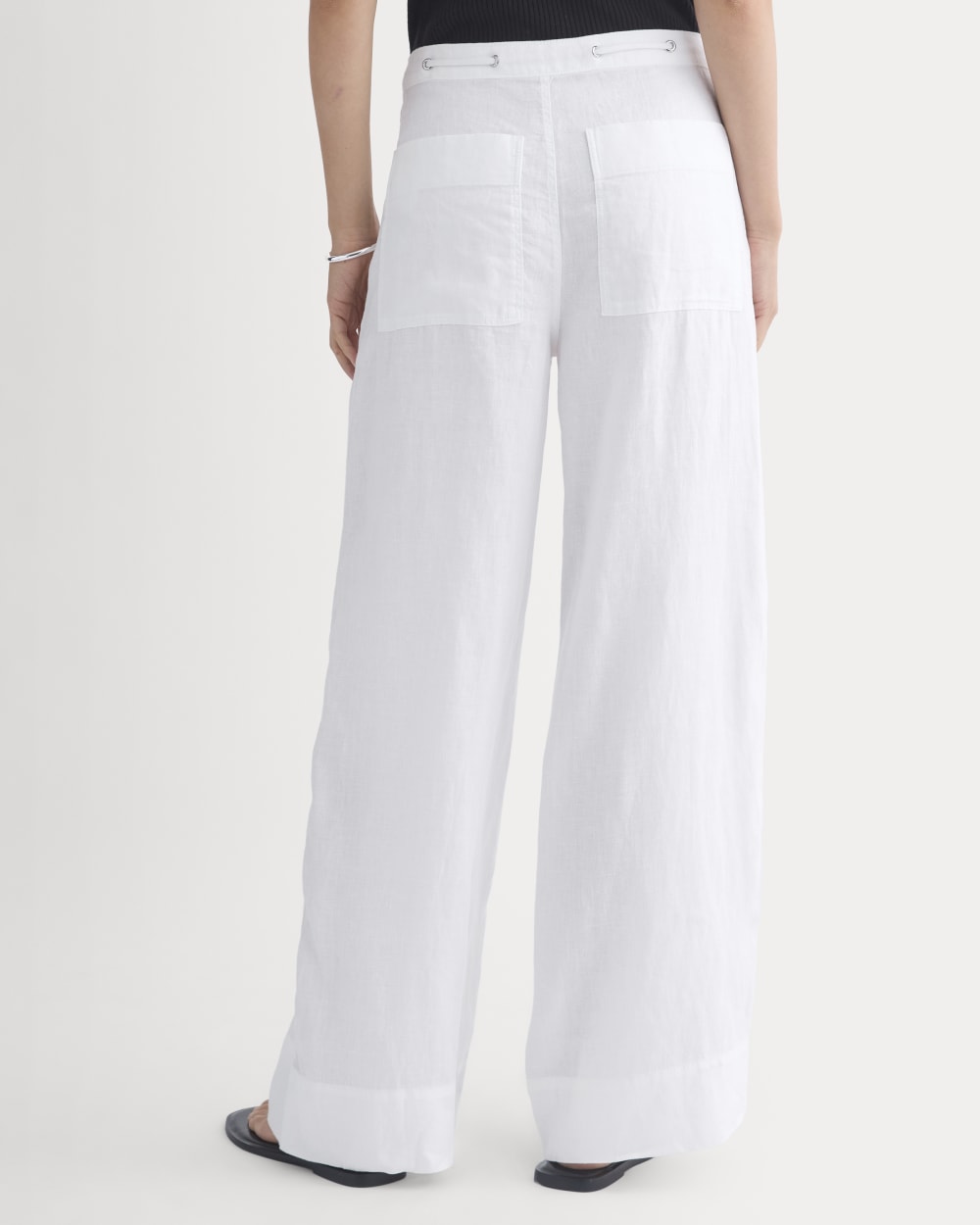 Wide-Leg Drawstring Pant – White