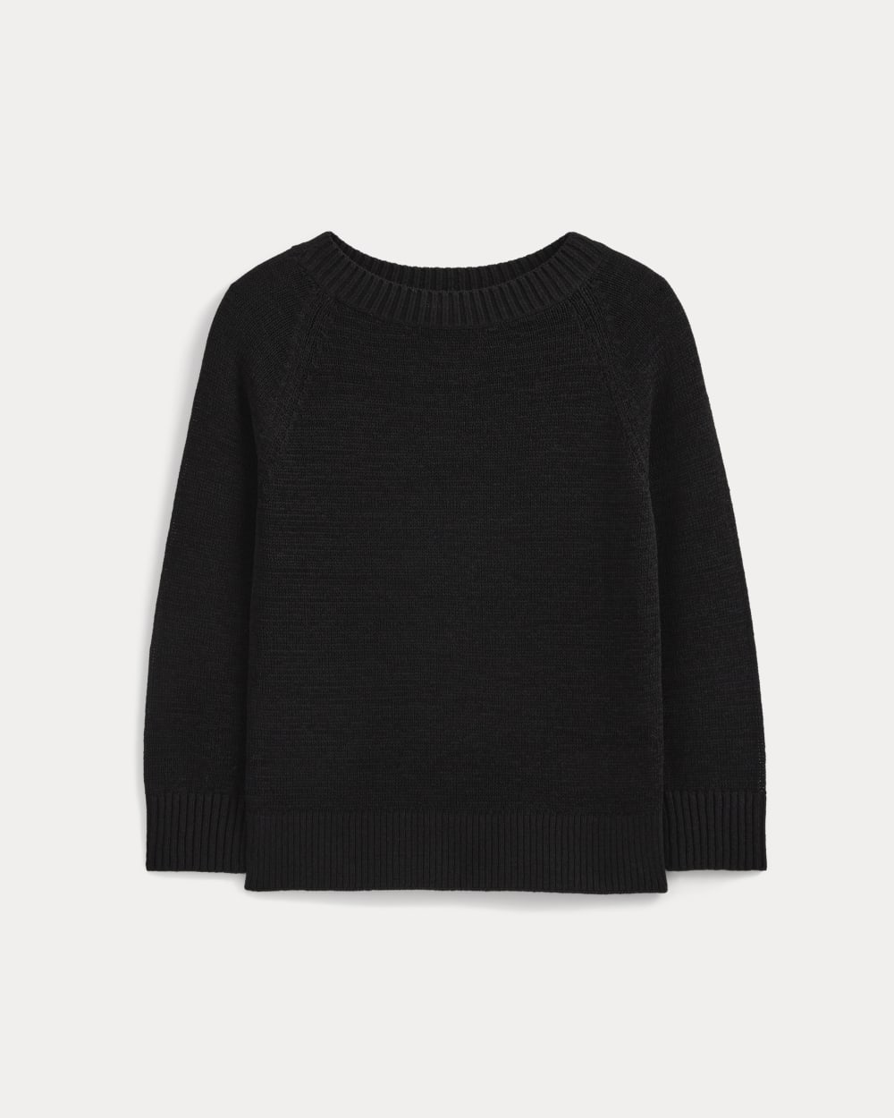 Wide-Neck Crew Sweater – Black