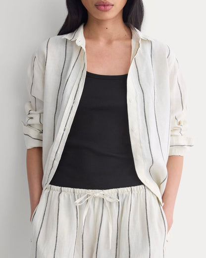 The Drawstring Pant in Linen | Gardenia/Meteorite