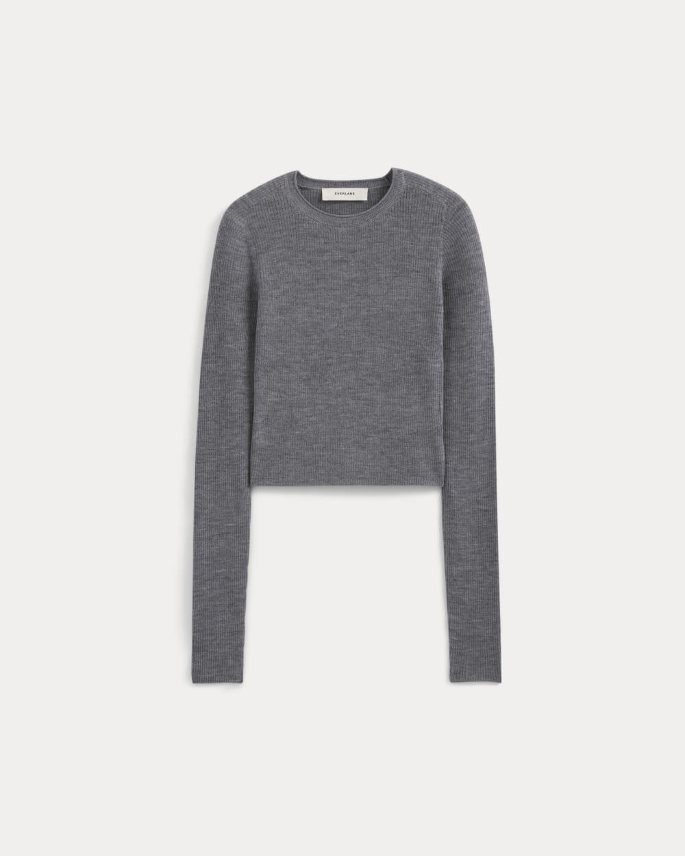 The Cropped Crew Top in Ultrafine Merino | Heather Mid Grey