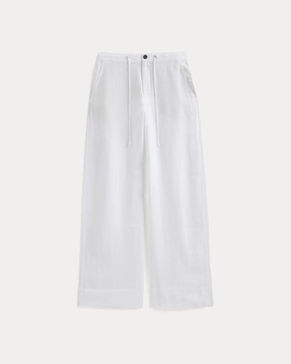 Wide-Leg Drawstring Pant – White