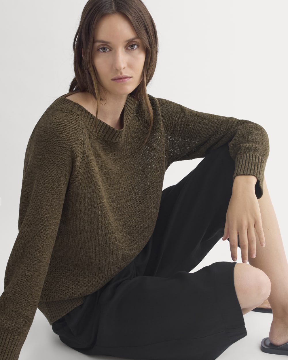 Wide-Neck Crew Sweater – Beech