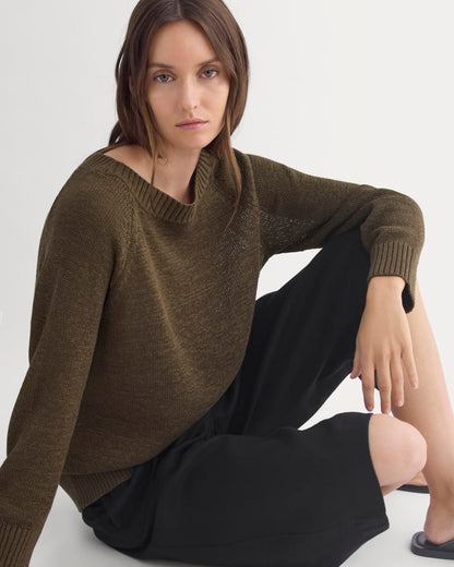 Wide-Neck Crew Sweater – Beech
