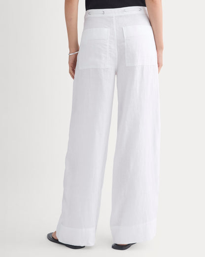 Wide-Leg Drawstring Pant – White