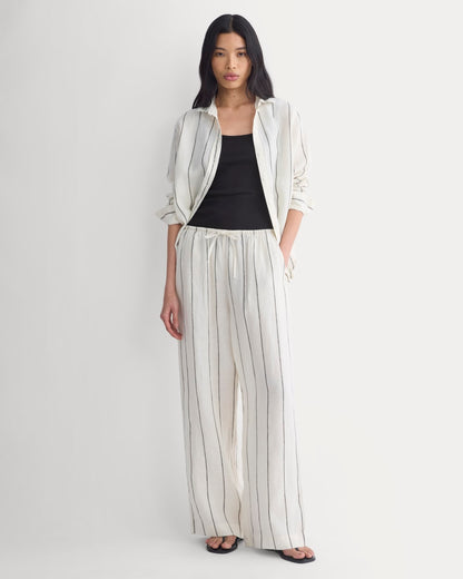 The Drawstring Pant in Linen | Gardenia/Meteorite