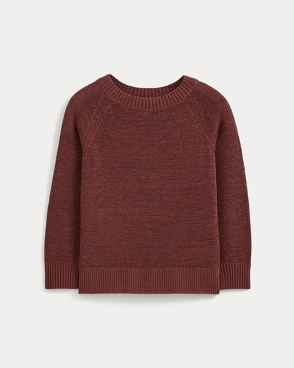 Wide-Neck Crew Sweater in Henna Red