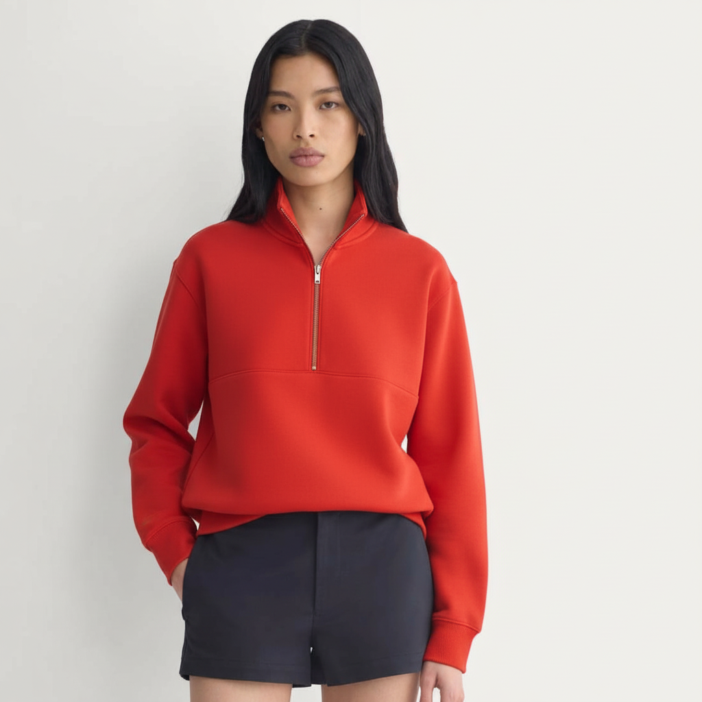 Luxe Fleece Half-Zip Sweatshirt | Fiery Red